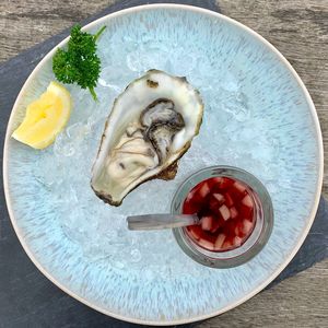 High angle view of breakfast served on table