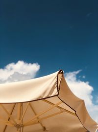 Low angle view of tent against sky