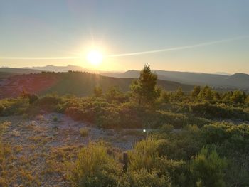 Scenic view of landscape against sky during sunset