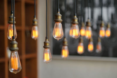 Pendant lights hanging outside building