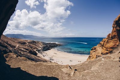 Scenic view of beach against sky