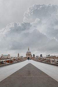 Buildings in city against cloudy sky