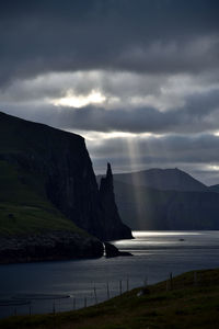 Scenic view of sea and mountains