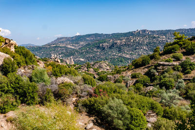 Scenic view of mountains against sky