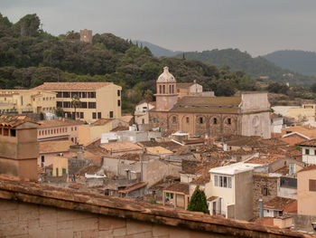 High angle view of townscape against sky