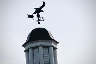 Low angle view of weather vane against clear sky