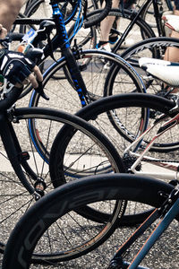 Close-up of bicycle parked