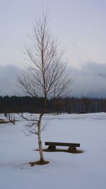 Scenic view of lake against sky during winter