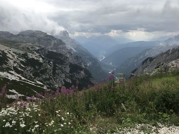 Scenic view of mountains against sky