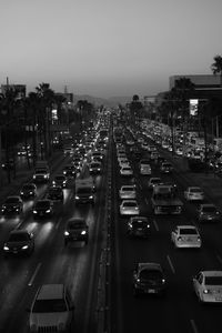 High angle view of traffic on road in city