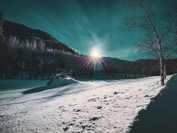 Snow covered mountain against sky