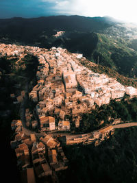 High angle view of buildings in city