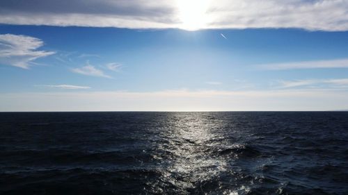 Scenic view of sea against cloudy sky