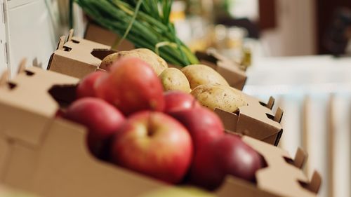 Close-up of apples on table