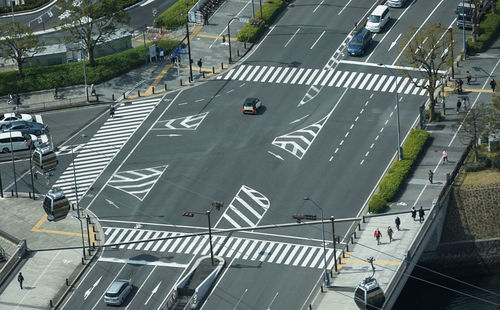 High angle view of city street