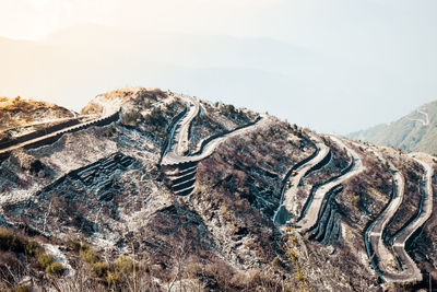 Scenic view of mountain range against sky