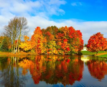 Scenic view of lake during sunset