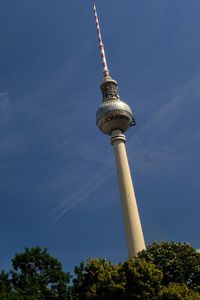 Low angle view of communications tower