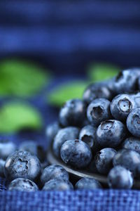 Close-up of blueberries on table