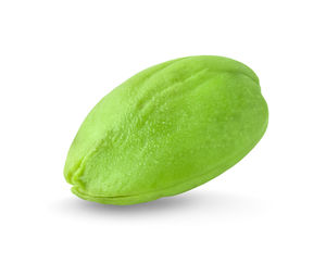 Close-up of green leaf against white background