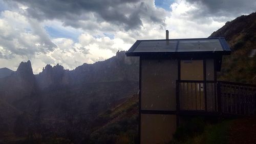 Buildings against cloudy sky