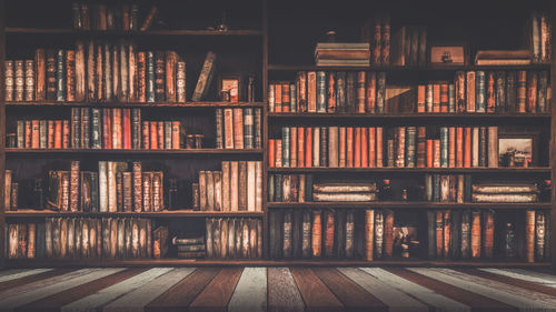 Full frame shot of books in shelf