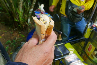 Midsection of person holding ice cream