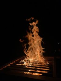 Close-up of fire in the dark