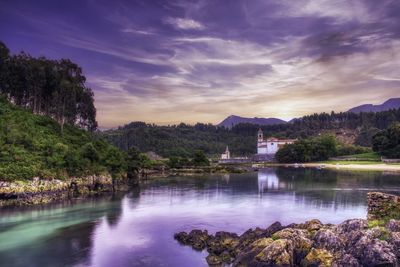 Scenic view of lake against sky