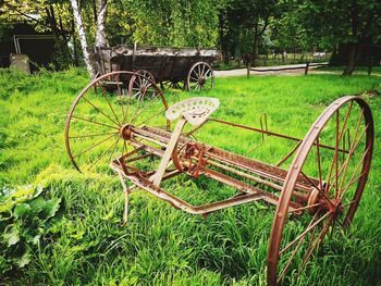 Abandoned cart in field