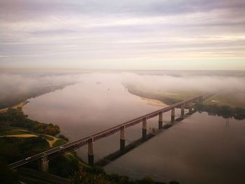 Scenic view of bridge against sky during sunset