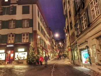 View of city street at night