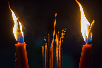 Burning candles in temple 