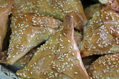 High angle view of bread on table