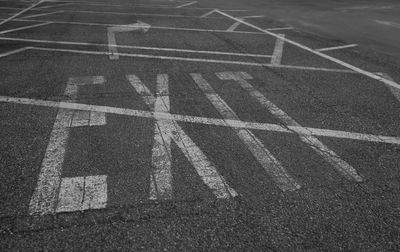 High angle view of road markings