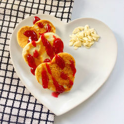 High angle view of breakfast served in plate