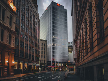 View of city street amidst buildings