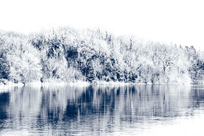 Scenic view of lake against clear sky