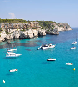 Scenic view of boats in sea