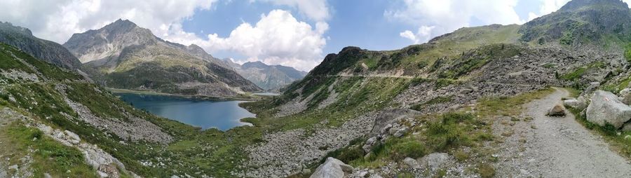 Panoramic view of mountains against sky