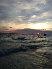 Scenic view of sea at sunset