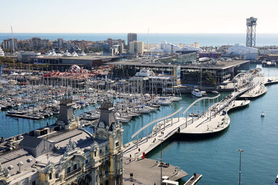 Aerial view of port city