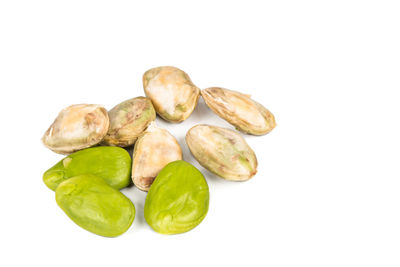 High angle view of food against white background