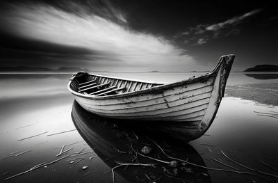 Boat moored at harbor