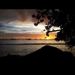 Scenic view of sea at sunset