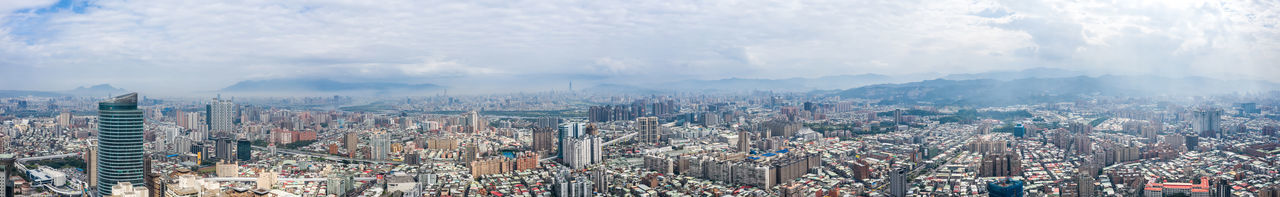 High angle view of city against sky