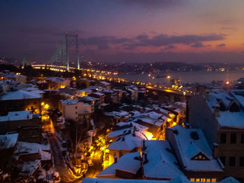 Illuminated cityscape at night