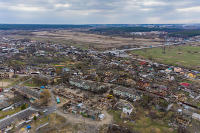 The buildings were destroyed by russian rockets and mines.