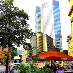 Low angle view of modern buildings