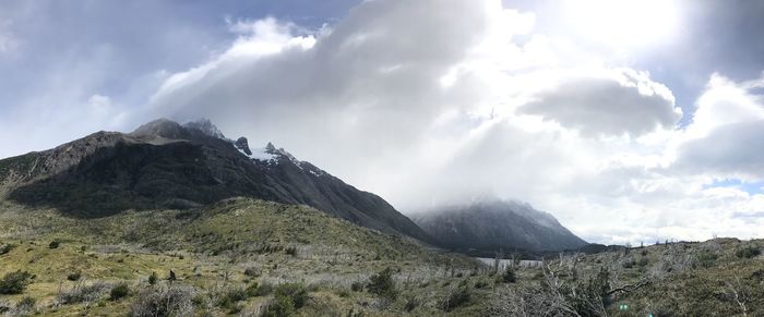 Panoramic view of mountains against sky